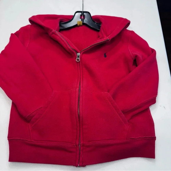 Polo Ralph Lauren Kids Red Cotton-Blend- Zip Up Hoodie Sweatshirt Unisex Size 7 - Picture 6 of 9